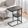 Black Marble Effect Table 2 Tiers Small Stand Side Unit Living Room Bedroom Dorm