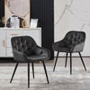 2X Grey Velvet Dining Chairs Tufted Seat Metal Leg Dining Room Kitchen Chair