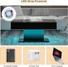 Coffee Table Black High Gloss，LED Coffee Tables for Living Room with16 Color LED