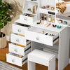 White Dressing Table MDF Makeup Desk Dresser with Slide Mirror 6 Drawers Stool