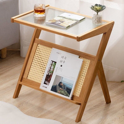 2-Tier Glass End Table Sofa Side Table Storage Shelf for Living Room Nightstand