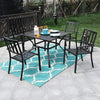 Garden Dining Set Outdoor Furniture Stackable Chair Table With Umbrella Hole
