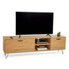 Oak Effect Large TV Unit Cabinet Stand Table w/ Storage Cupboards & Shelves