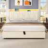 Ottoman Storage Upholstered 4ft6 Double Bed Frame with Storage Headboard Beige