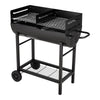Portable Half Open Drum Barrel Barbecue w/Adjustable Grills&Shelf&Wheels&Handle