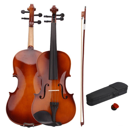 1/4 Size Beginners Acoustic Violin Set Natural With Case Bow Rosin Bridge UK