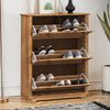 Corona Shoe Chest 3 Shelf Cupboard Antique Wax Solid Pine