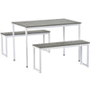 3PCS Dining Table Set Kitchen Dining Table and Chair Set 2 Bench Industrial Grey