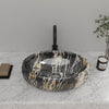 Black Marble Effect Ceramic Wash Basin Bathroom Sink Countertop Mount Oval Bowl