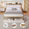 4ft6 Double Gold Metal Bed Frame with Drawer Storage Headboard Charging Station
