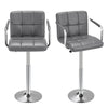 2Pcs Square Island Bar Stools PU Leather Kitchen Counter Club Chair Arm Swivel