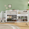 3FT Kids Single Bed Frame Mid Sleeper Bed with Stairs, Storage Cabinet and Desk