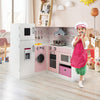 Kids Corner Kitchen Playset Pretend Wooden Play Kitchen Toy-Pink