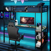 Metal High Sleeper Bed with Safety Guardrail & Ladder-Black