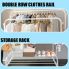 White Heavy Duty Double Clothes Rail Shoe Storage Garments Hanging Display 120Kg
