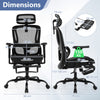 Swivel Computer Desk Chair with Retractable Footrest-Black