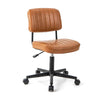 Adjustable PU Leather Office Chair Mobile Desk Chair Swivel Leisure Chair-Orange