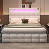 Upholstered Ottoman Storage Double 4ft6 Bed Frame with Button Tufted Headboard