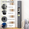 Bathroom Tall Cabinet Slim Freestanding Storage Organizer Cupboard With 2 Doors