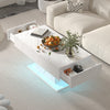 Coffee Table with RGB LED Lights Rectangular Cocktail Table For Living Room New