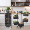 6 Tier Kitchen Rotating Storage Trolley Cart Utility Vegetable Mobile Shelf Rack
