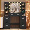 Dressing Table with LED Mirror Modern Makeup Desk Vanity Table Set + 8 Drawers