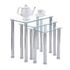 Nest of 3 Black Clear Tempered Glass Side End Lamp Sofa Tables Nested Tables