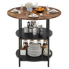80cm Round Dining Table with Storage Metal Frame 3-Tier Kitchen Table Brown