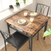 3-Piece Dining Table Set Metal Frame Square Kitchen Table with 2 Chairs