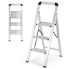 Portable 3-Step Ladder Aluminum Folding Step Stool w/ Non-Slip Pedal & Footpads