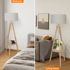 Tripod Floor Lamp Free Standing Light with Linen Shade Shelf Bedroom Living Room