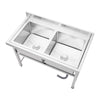 Commercial Stainless Steel Warewashing Sink Double Bowl Catering Wash Table Sink