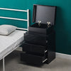 LED Light 3 Drawers Bedside Table High Gloss Cabinet Side End Table Living Room