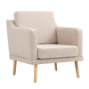 Upholstered Living Room Accent Chair Reading Armchair Linen Single Sofa Wood Leg