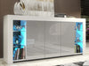 Cabinet Cupboard 164cm I Sideboard TV Unit I High Gloss Grey Doors I Free LED