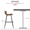 Bar Stools Set of 2, PU Leather Upholstered Kitchen Stools with Back, Footrest