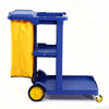 3 Tier Cleaning Trolley On Wheels Janitorial Storage Cart with Organizer Bins