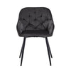 2X Grey Velvet Dining Chairs Tufted Seat Metal Leg Dining Room Kitchen Chair