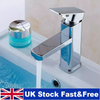 Basin Sink Mixer Tap Cloakroom Square Tall Waterfall Tap Chrome Faucets Bathroom