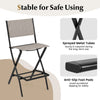 Set of 2 Outdoor Bar Chair Folding Bar Height Stool with Metal Frame & Footrest