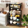 Kitchen Pantry Storage Cabinet Coffee Bar Cabinet w/Wheels-Black
