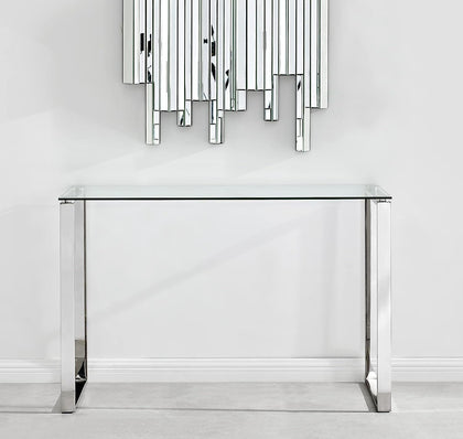 Modern Console Table Couch Table with Chrome Legs for Entryway Living Room