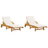 Brokky Loungers 2 pcs with Table Solid Wood Acacia, Bed Chair with High T8O7