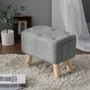 Linen Footstool Footrest Ottoman Pouffe Padded Rectangle Seat Chair w/ Wood Legs