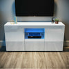 High Gloss White TV Stand Unit Cabinet Stand Doors LED Light Sideboard Cupboard