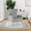 Velvet Upholstered Wingback Chair Curved Tufted Accent Armchair w/Pillow