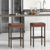 2Pcs Bar Stool PU Leather Counter Height Saddle Stools Dining Chairs Brown 74CM