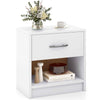 Bedroom Modern End Table Compact Nightstand w/Storage Shelf-White