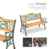 WOODEN GARDEN BENCH SEAT WITH CAST IRON LEGS WOOD FURNITURE OUTDOOR 124x60x83cm