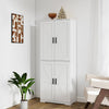 Kitchen Pantry Cabinet Tall 4 Door Adjustable Shelves Storage White Wood Unit